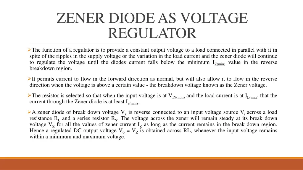 zener diode as voltage regulator 1