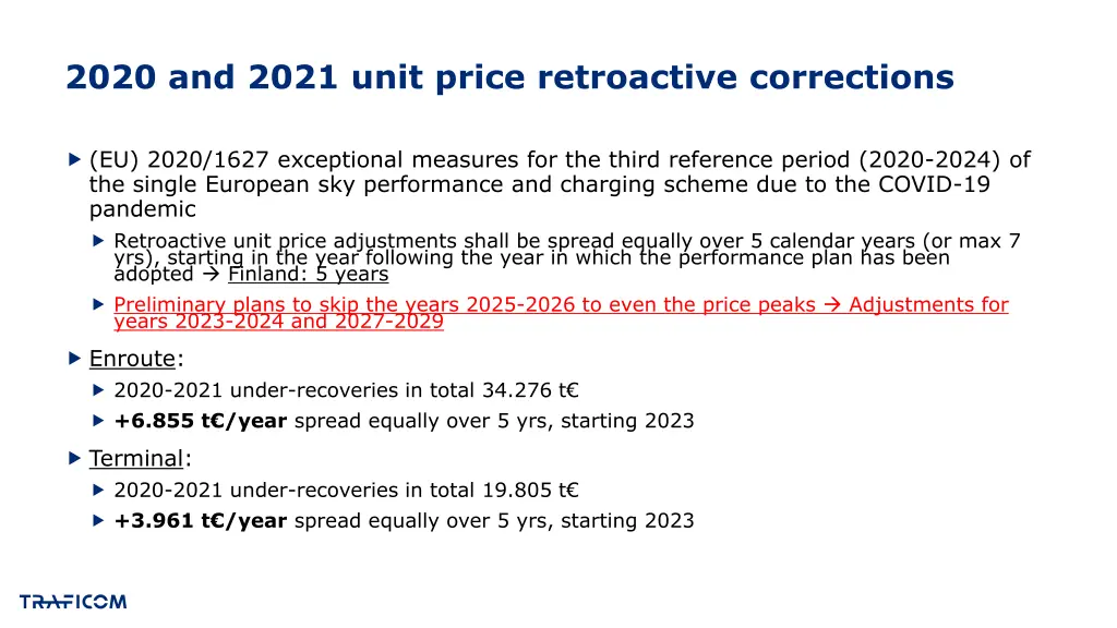 2020 and 2021 unit price retroactive corrections