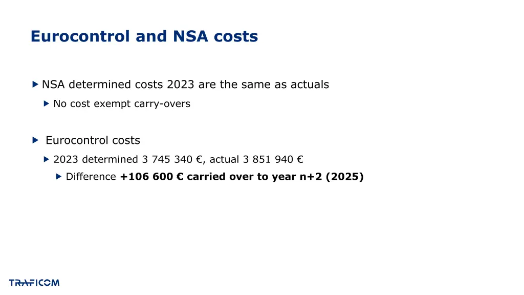 eurocontrol and nsa costs