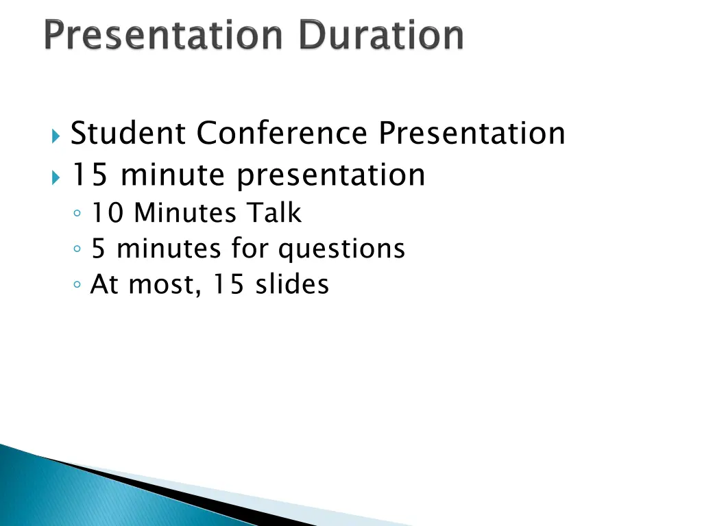 student conference presentation 15 minute