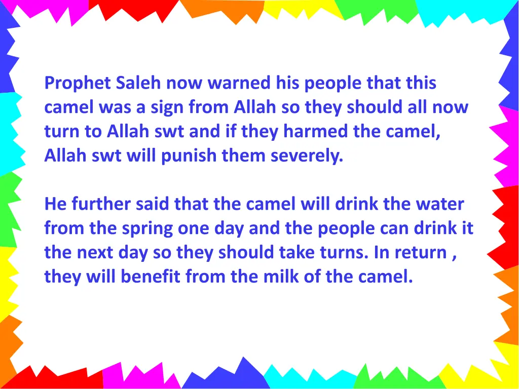 prophet saleh now warned his people that this