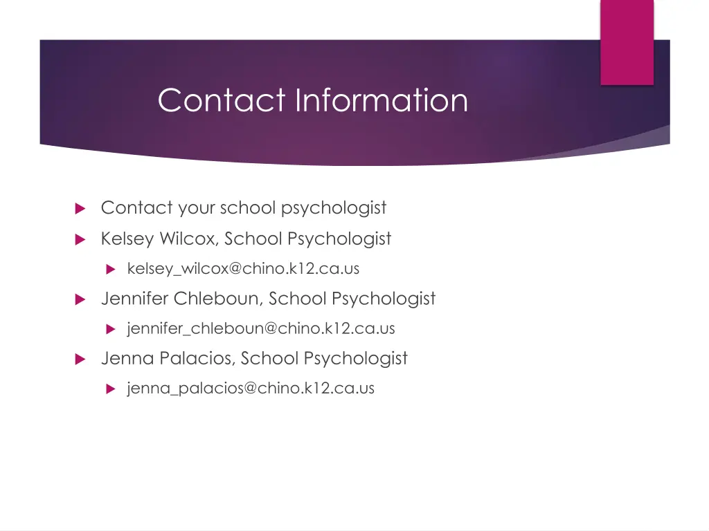 contact information