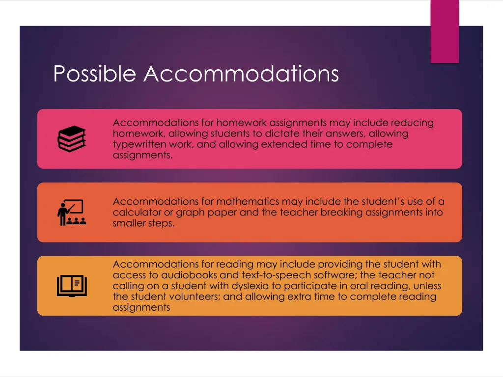 possible accommodations