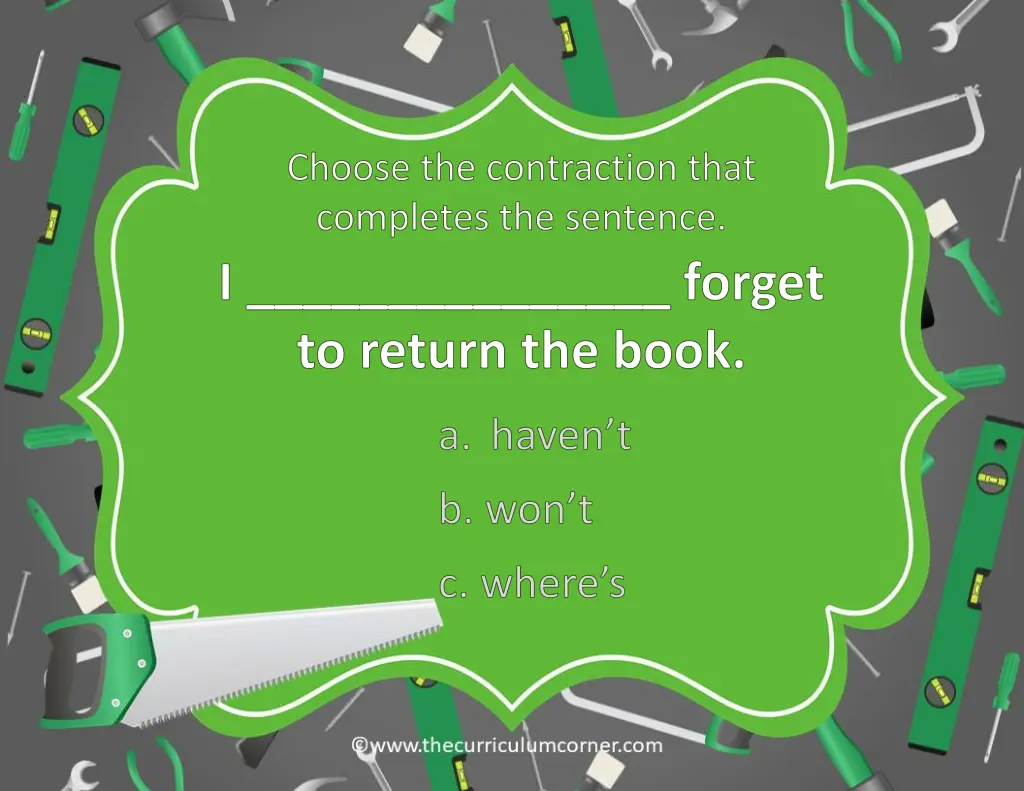 choose the contraction that completes 2