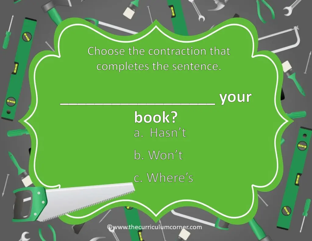 choose the contraction that completes the sentence