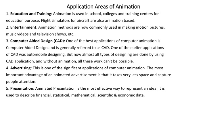 application areas of animation application areas