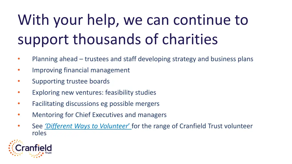 with your help we can continue to support