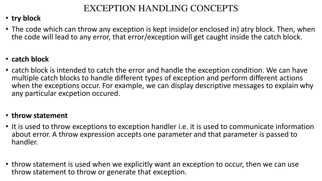 exception handling concepts