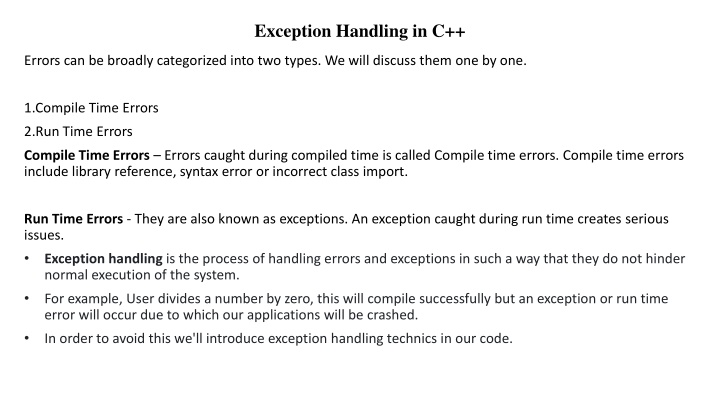 exception handling in c