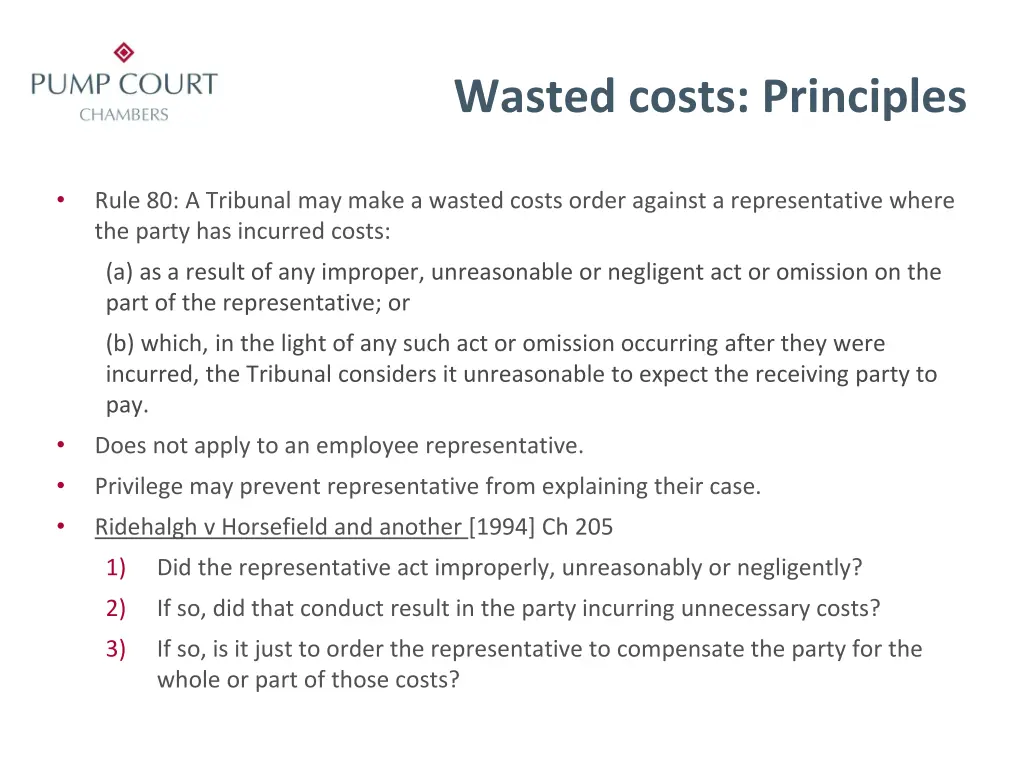 wasted costs principles