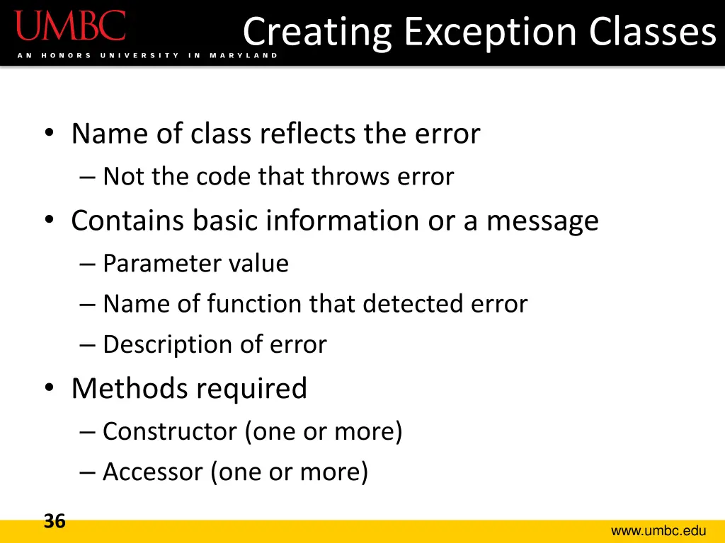 creating exception classes