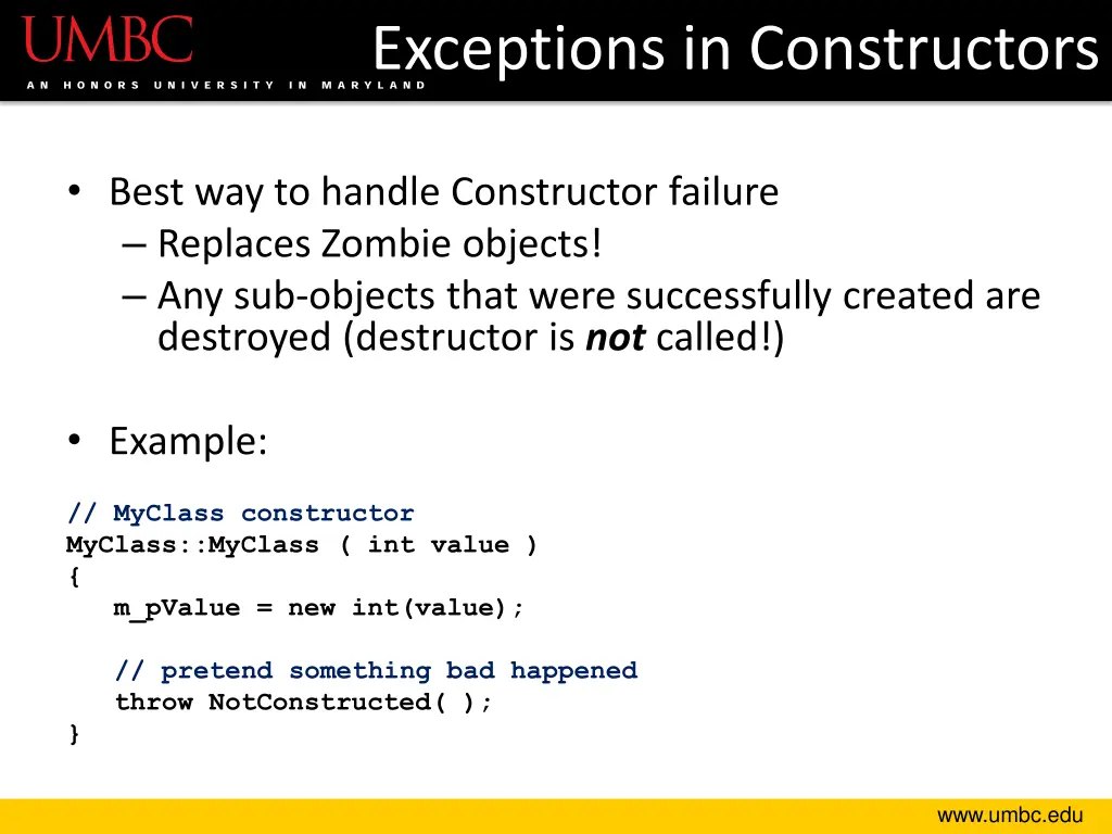 exceptions in constructors