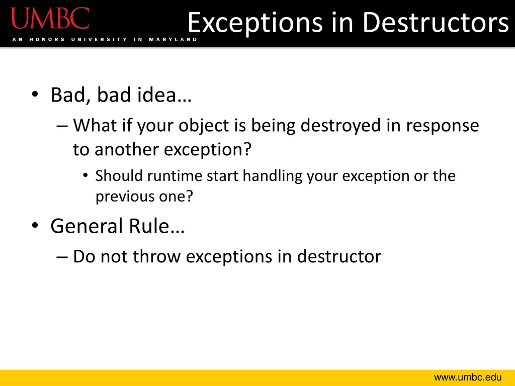 exceptions in destructors