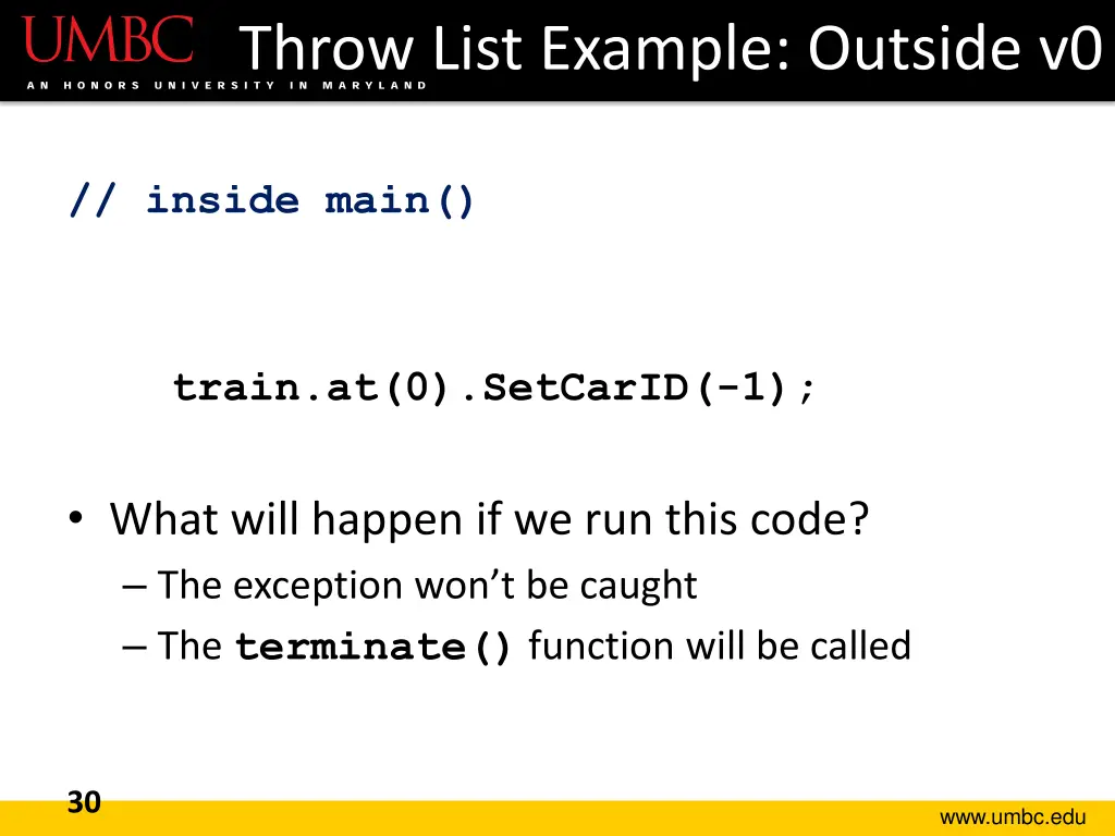 throw list example outside v0