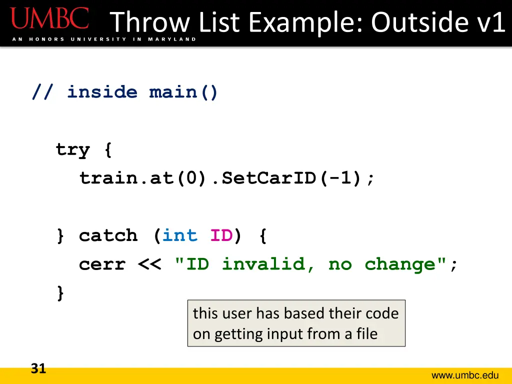 throw list example outside v1
