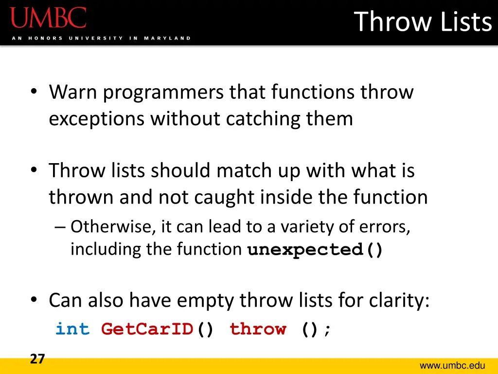 throw lists