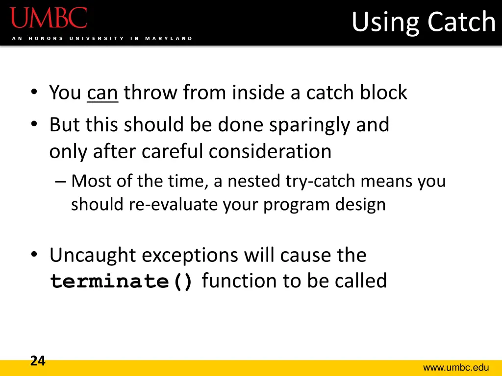 using catch 1