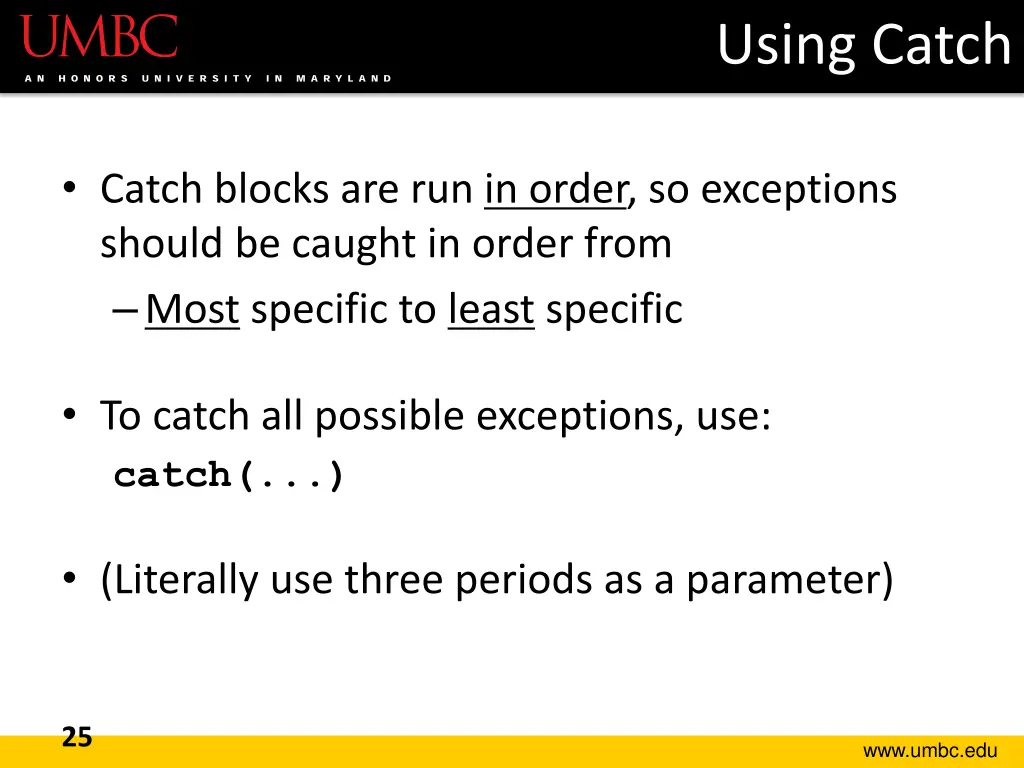 using catch 2