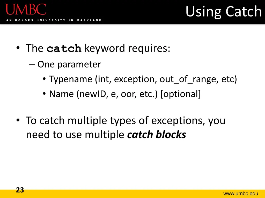 using catch