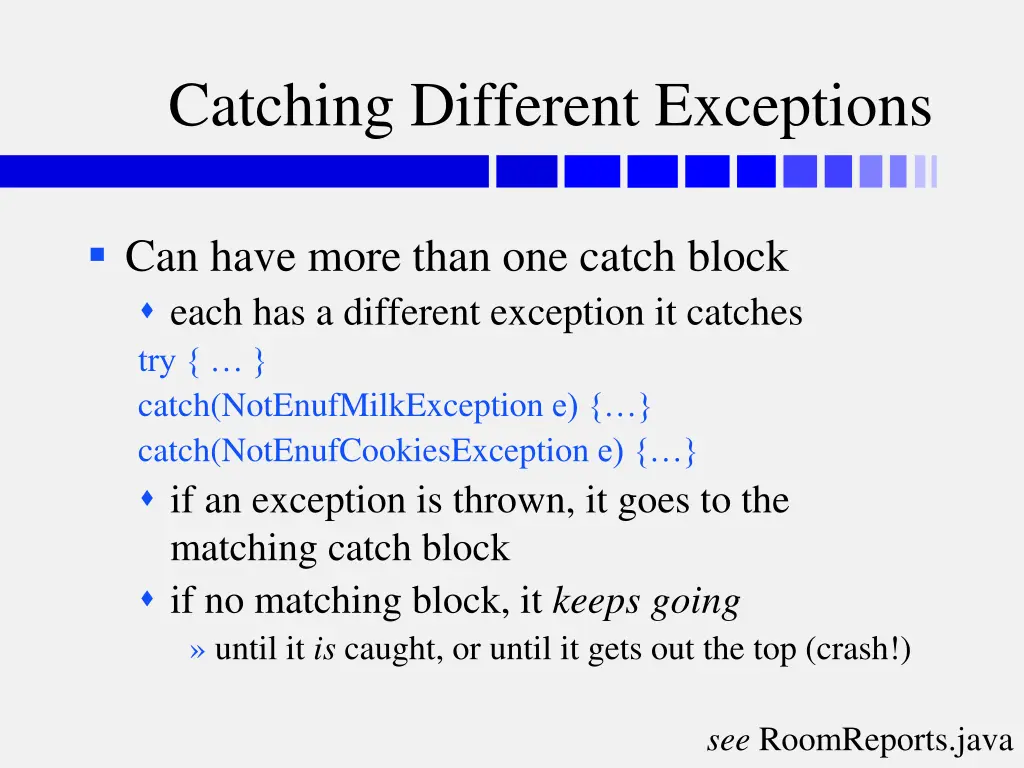 catching different exceptions