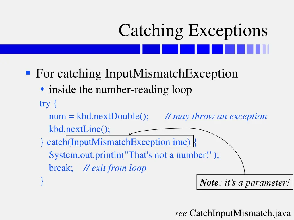 catching exceptions 1