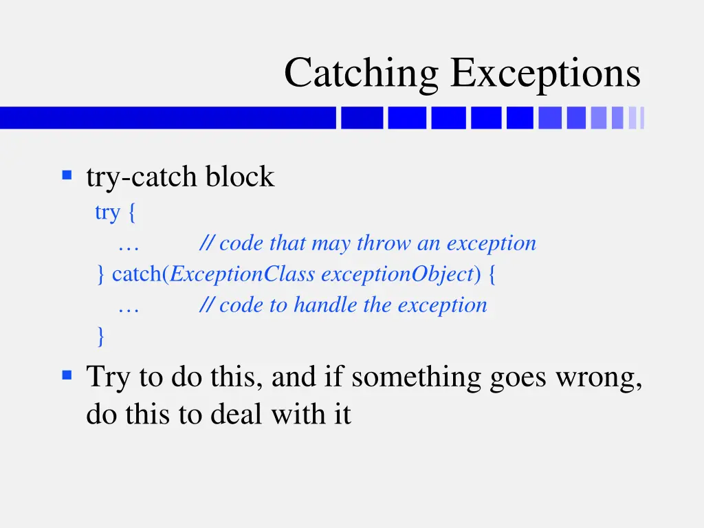 catching exceptions