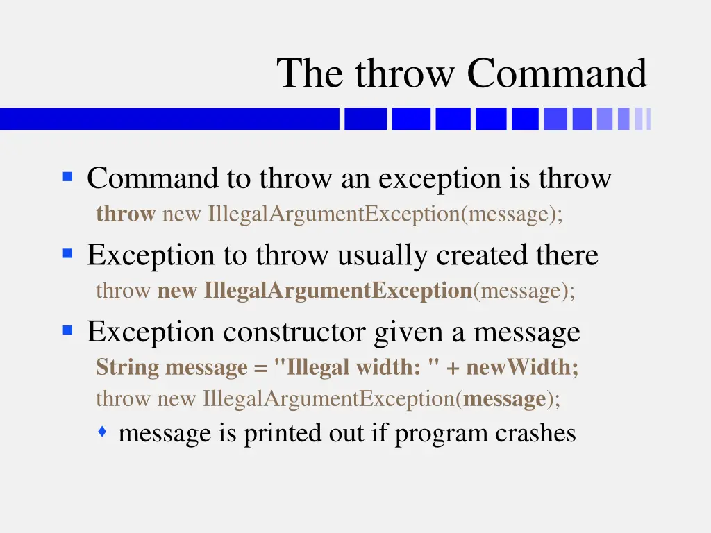 the throw command
