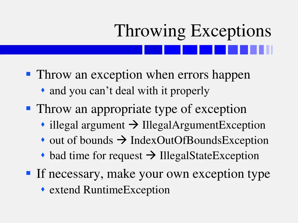 throwing exceptions