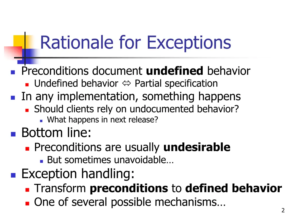 rationale for exceptions