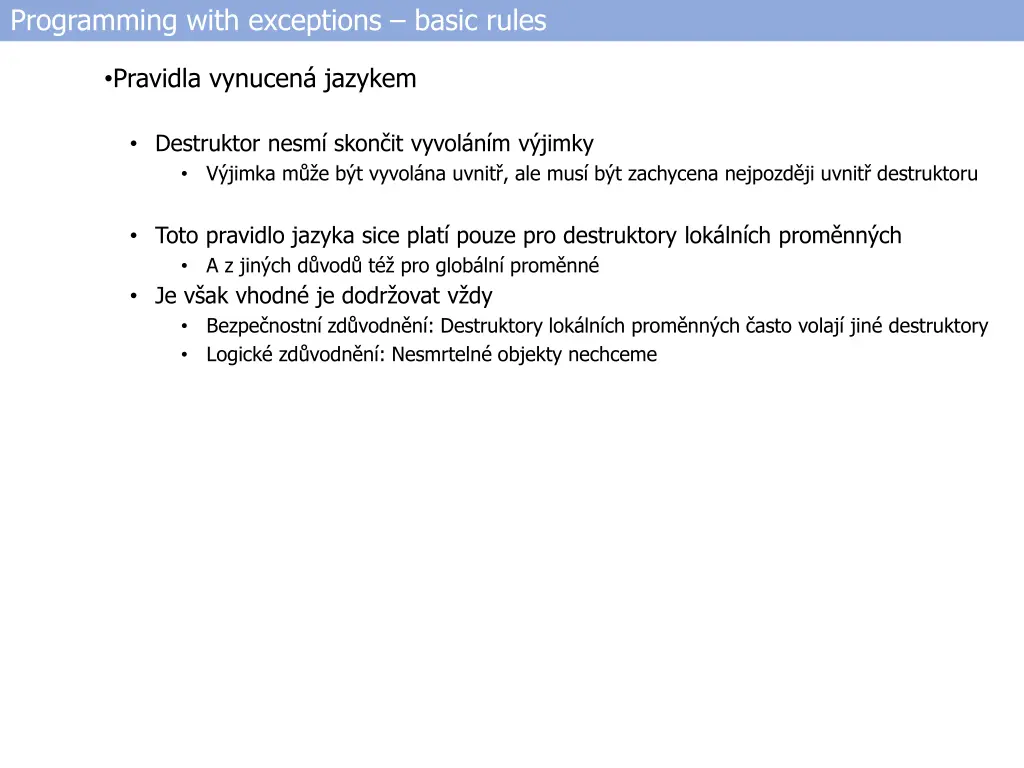 programming with exceptions basic rules 1