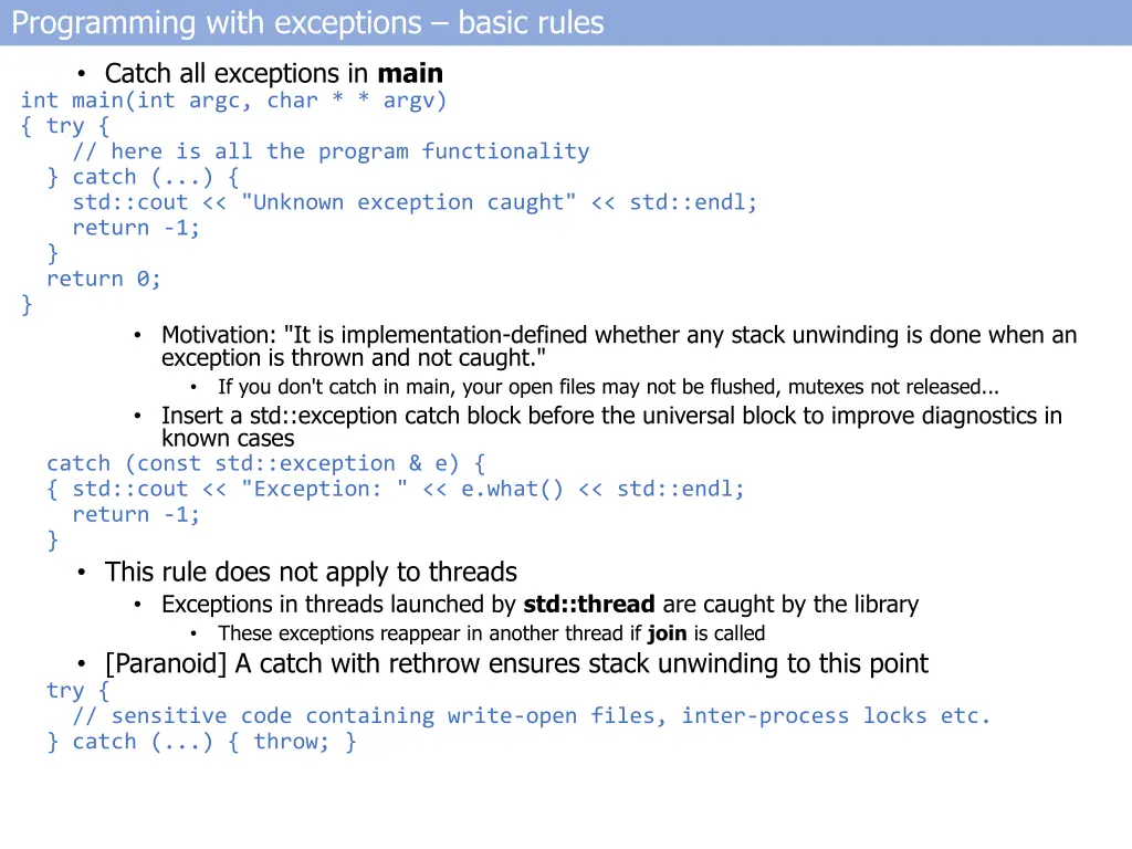 programming with exceptions basic rules 7