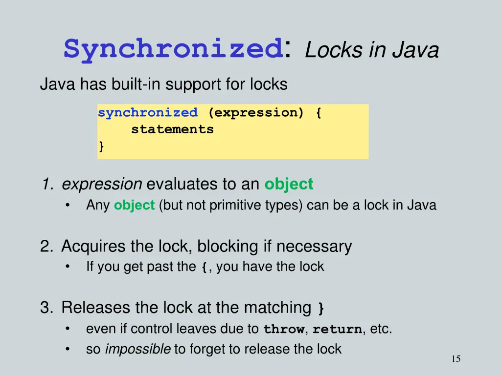 synchronized locks in java java has built