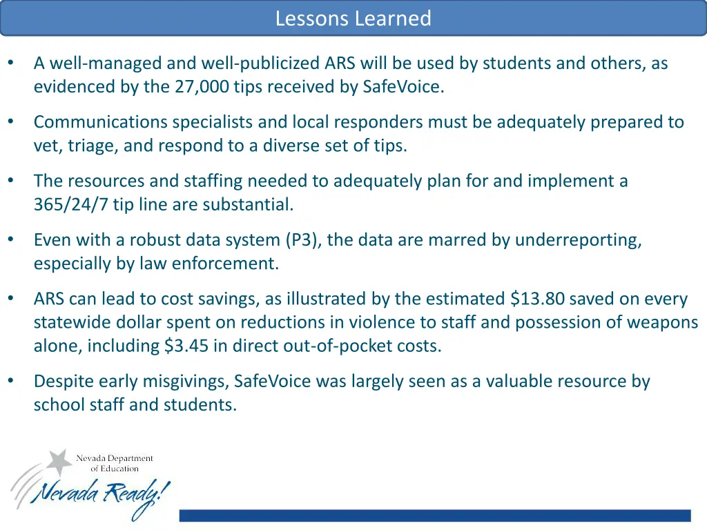 lessons learned