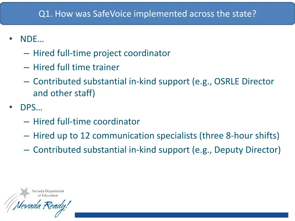 q1 how was safevoice implemented across the state 1