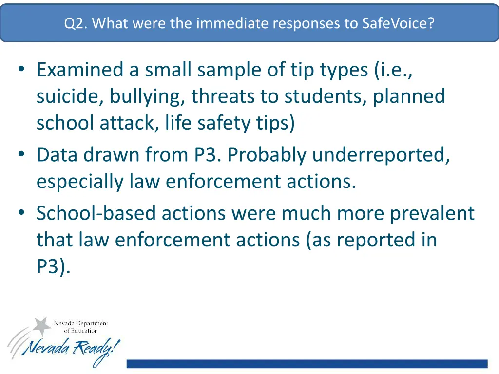 q2 what were the immediate responses to safevoice