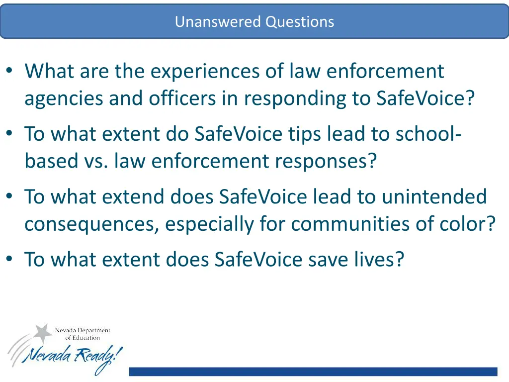 unanswered questions