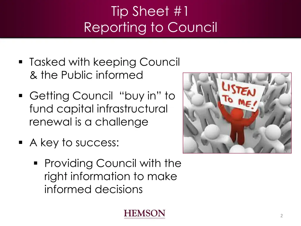 tip sheet 1 reporting to council
