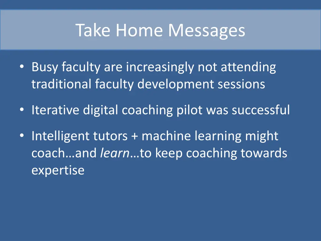 take home messages