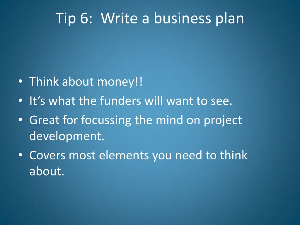 tip 6 write a business plan
