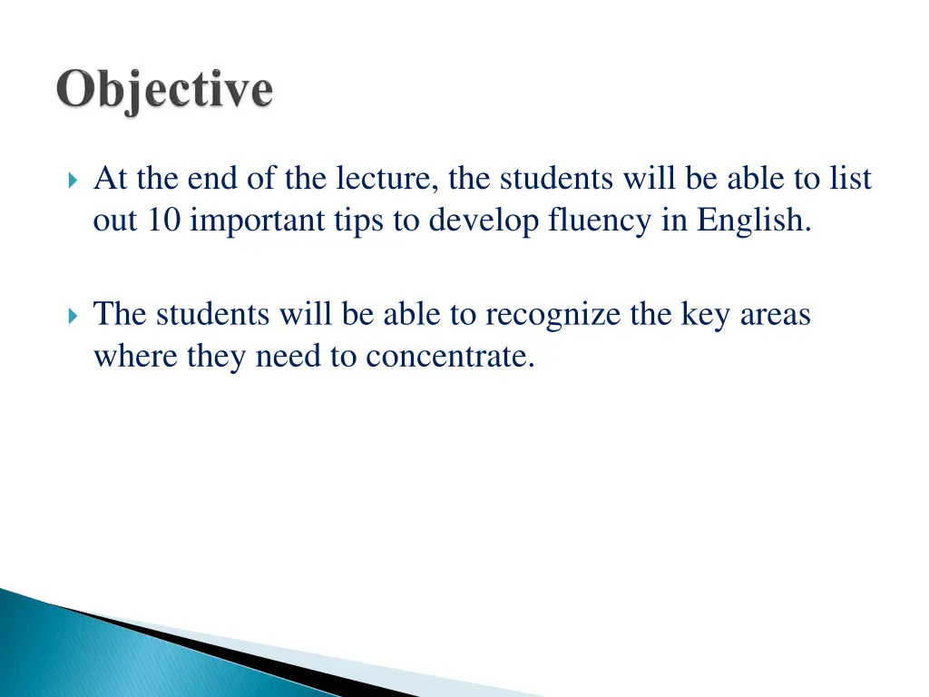 at the end of the lecture the students will