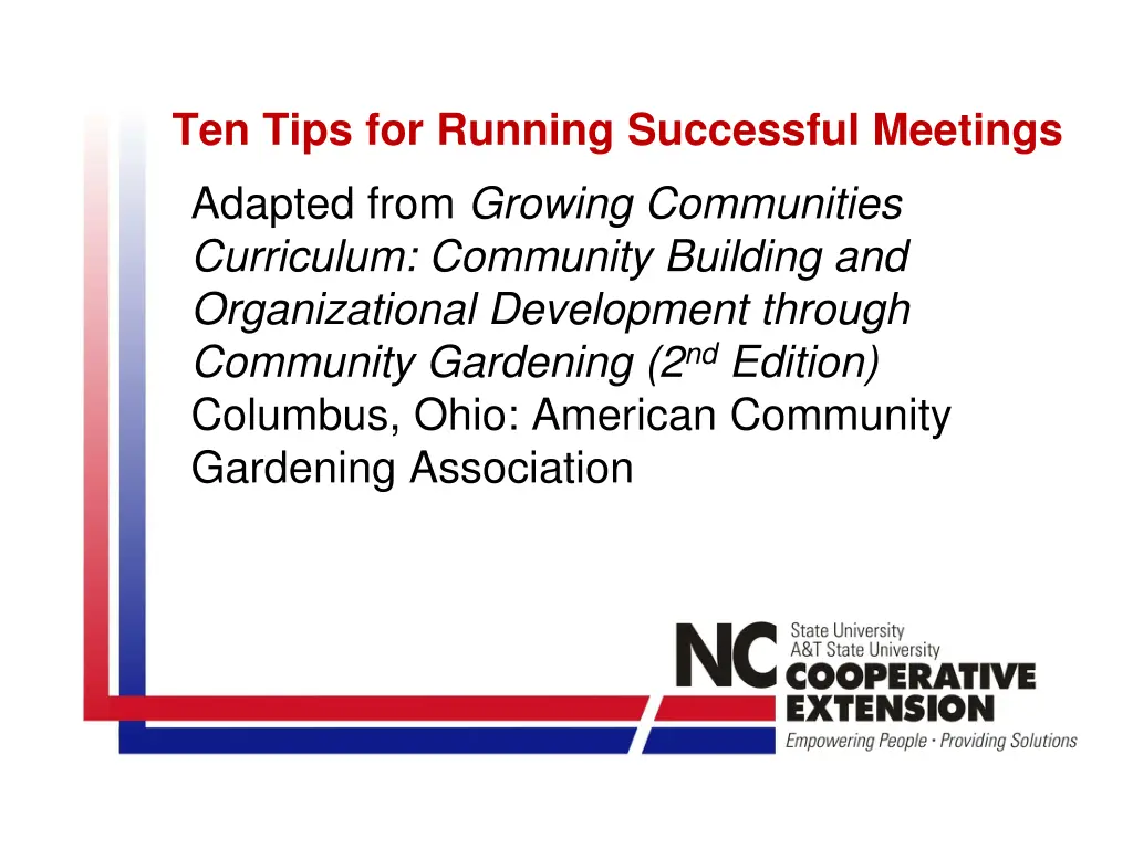 ten tips for running successful meetings adapted