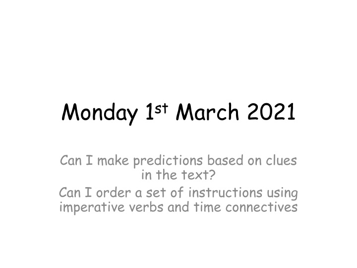 monday 1 st march 2021