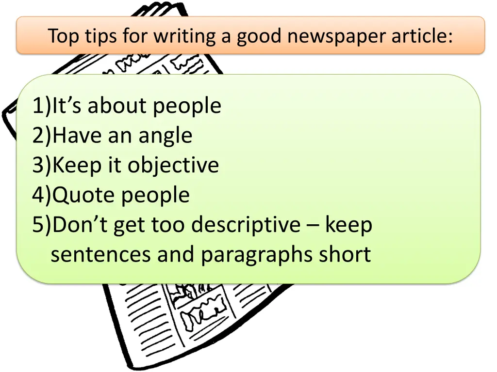 top tips for writing a good newspaper article