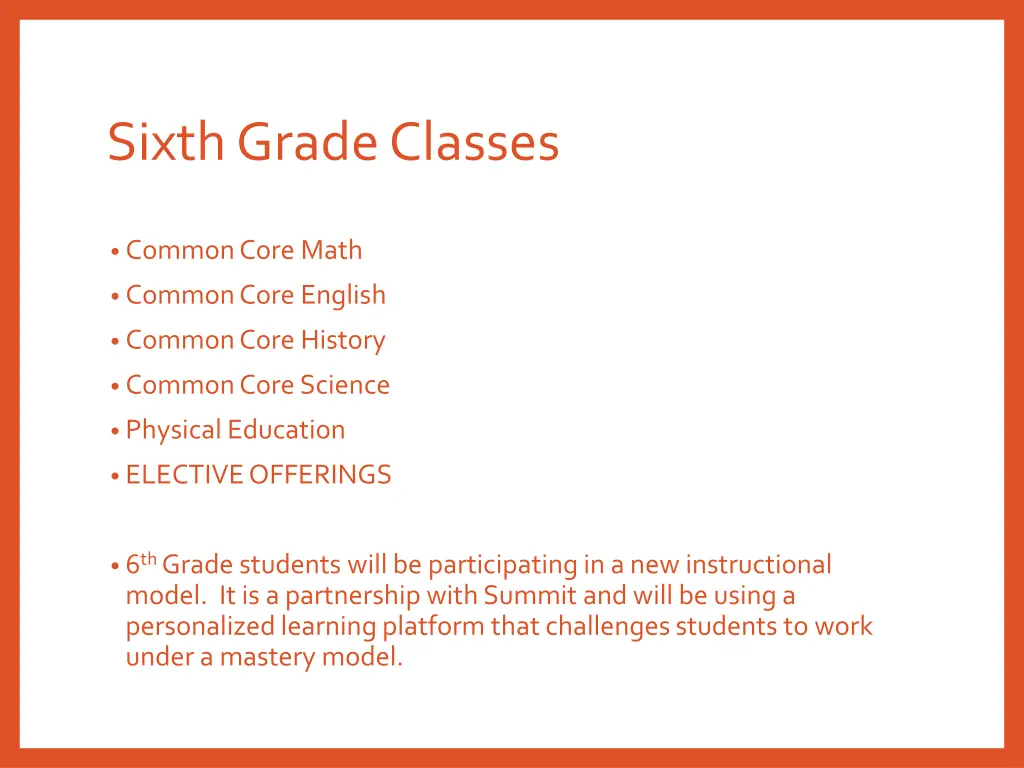 sixth grade classes
