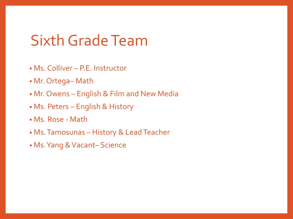 sixth grade team