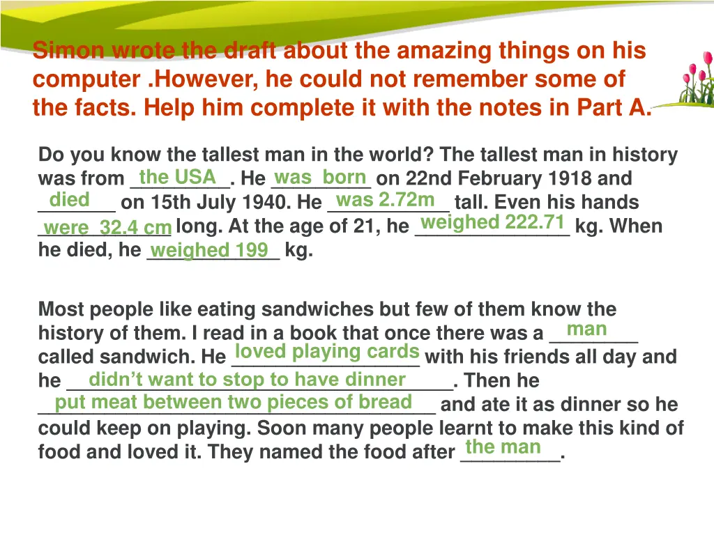 simon wrote the draft about the amazing things
