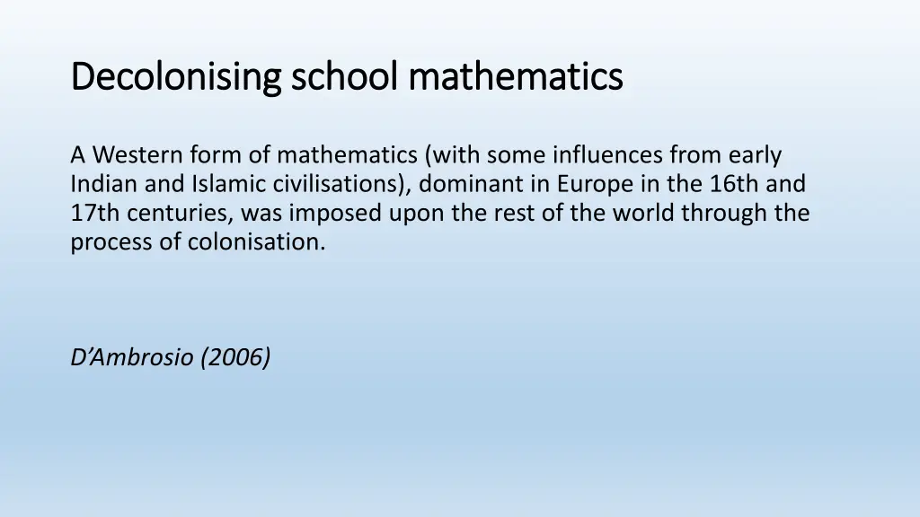 decolonising school mathematics decolonising 1