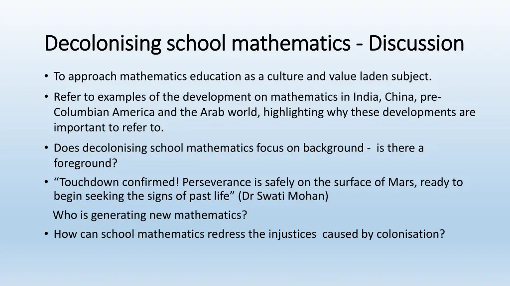 decolonising school mathematics decolonising 2