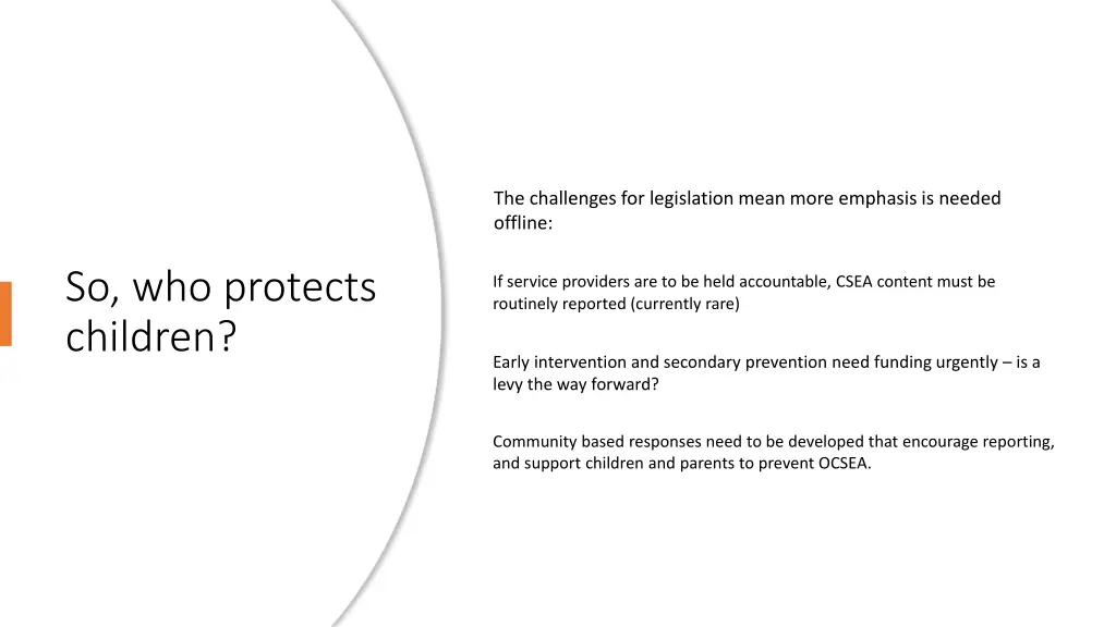 the challenges for legislation mean more emphasis