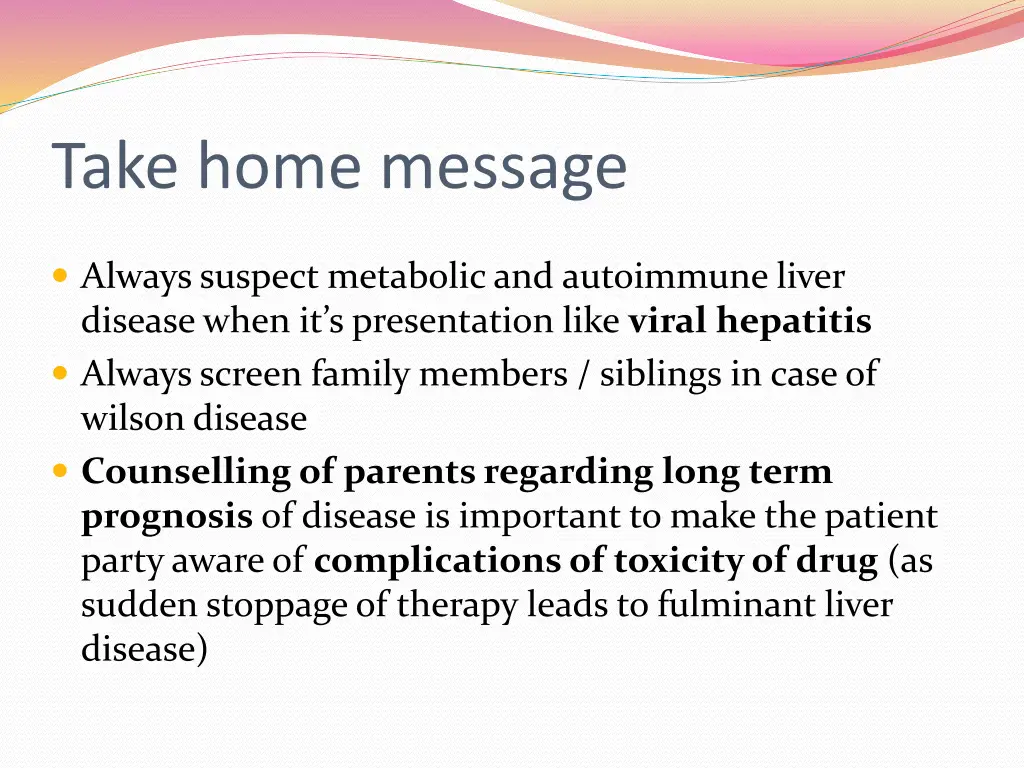 take home message